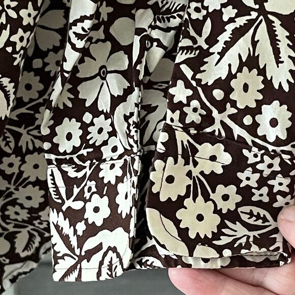Ralph Lauren Brown / White Floral Women's Button up Blouse SZ L - Picture 5 of 10